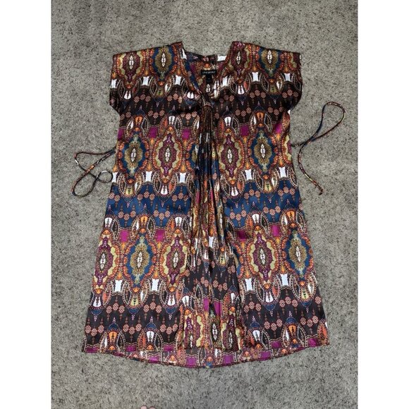 LANE BRYANT Satin Cover Up Maxi Dress Dolman Sleeve Paisley Beach Travel 18/20 - Picture 1 of 8